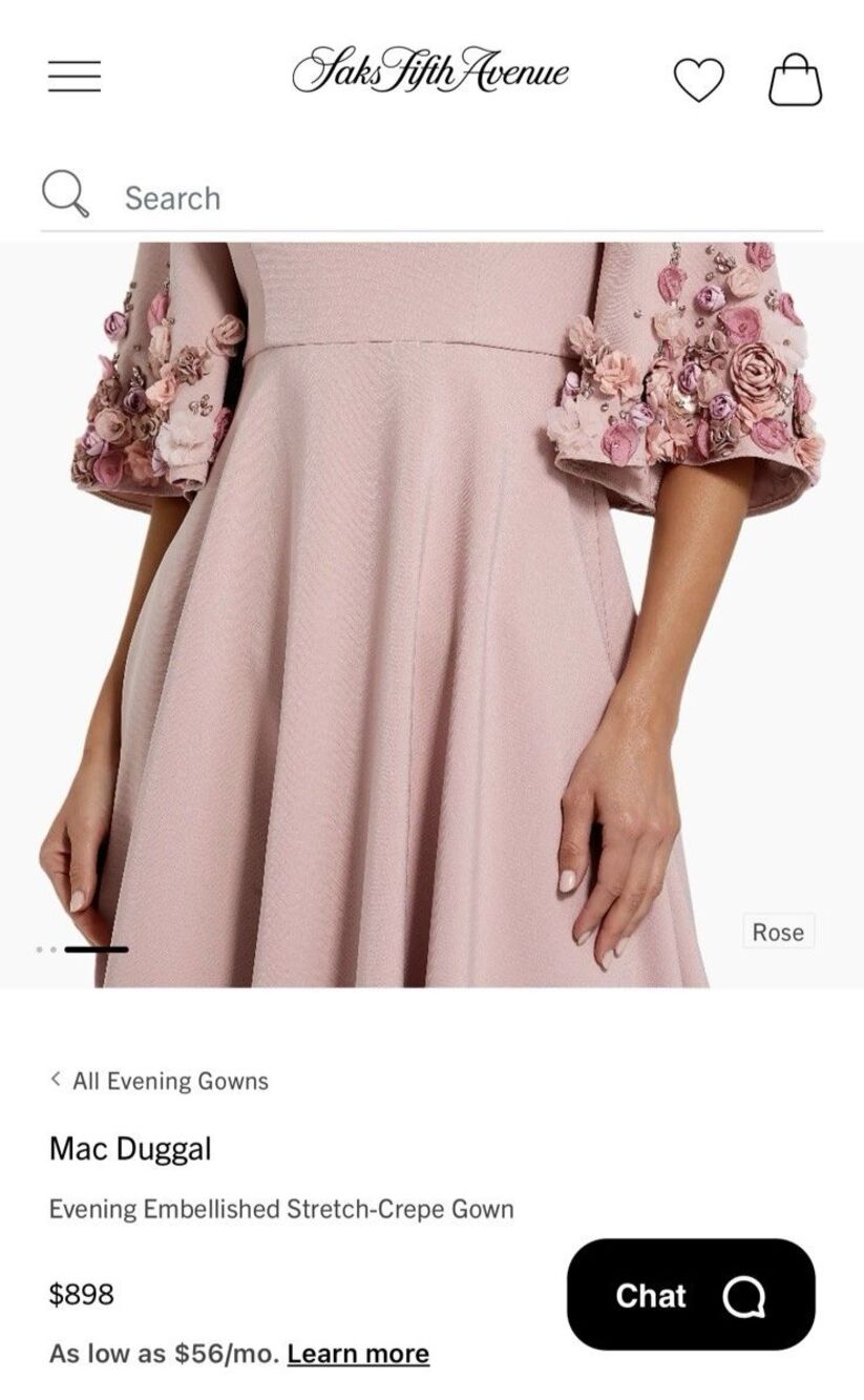 Mac Duggal 11854 Pink Crepe 3/4 Sleeve A-line Gown With Flower Trim Sz 12 NWT - Picture 12 of 14